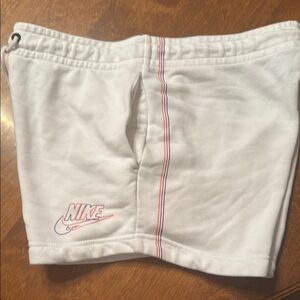 Nike French Terry Women's White Gym Shorts Rainbow Stripe WORK OUT